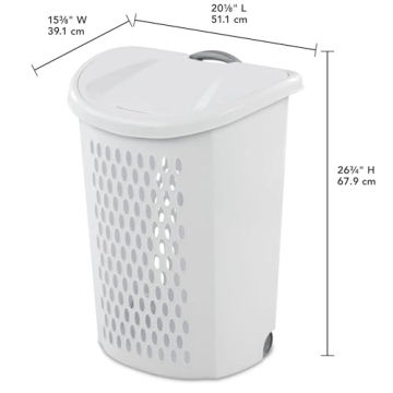 Wheeled Plastic Laundry Hamper for Home and Dorm
