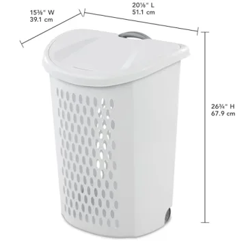 Wheeled Plastic Laundry Hamper for Home and Dorm