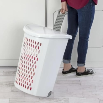 Wheeled Plastic Laundry Hamper for Home and Dorm