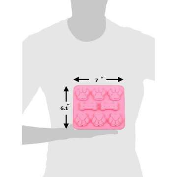 2 Pack Value Silicone Molds Pet Treat Paw and Bones, Animal Bones and Paws for Homemade Dog & Cat Treats, Baking Chocolate Candy, Oven Microwave Freezer Safe