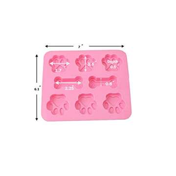 2 Pack Value Silicone Molds Pet Treat Paw and Bones, Animal Bones and Paws for Homemade Dog & Cat Treats, Baking Chocolate Candy, Oven Microwave Freezer Safe
