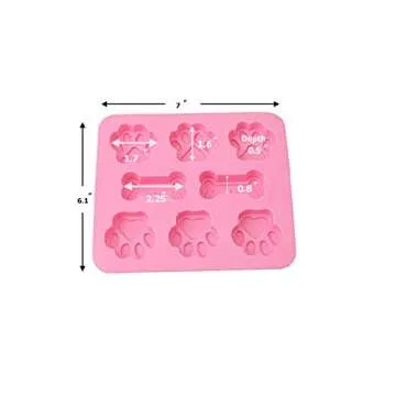 2 Pack Value Silicone Molds Pet Treat Paw and Bones, Animal Bones and Paws for Homemade Dog & Cat Treats, Baking Chocolate Candy, Oven Microwave Freezer Safe