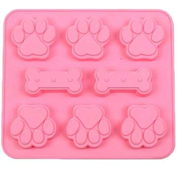2 Pack Value Silicone Molds Pet Treat Paw and Bones, Animal Bones and Paws for Homemade Dog & Cat Treats, Baking Chocolate Candy, Oven Microwave Freezer Safe