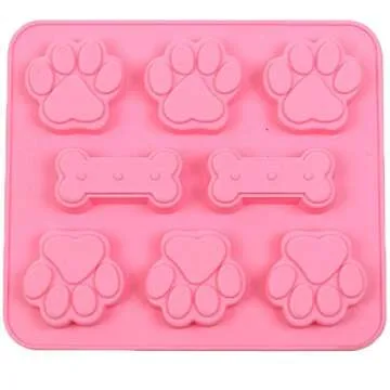 2 Pack Value Silicone Molds Pet Treat Paw and Bones, Animal Bones and Paws for Homemade Dog & Cat Treats, Baking Chocolate Candy, Oven Microwave Freezer Safe