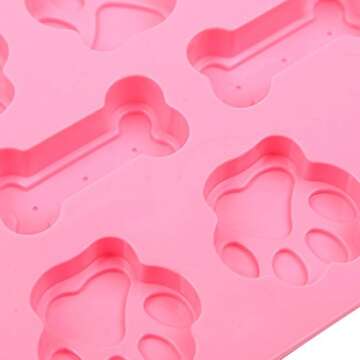 2 Pack Value Silicone Molds Pet Treat Paw and Bones, Animal Bones and Paws for Homemade Dog & Cat Treats, Baking Chocolate Candy, Oven Microwave Freezer Safe