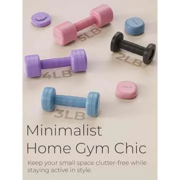 kure.fit Adjustable Dumbbell Set｜2LB 3LB 4LB 5LB Light Hand Weights for Women｜One-Twist Weight Adjustment｜Non-Slip Curved Grip Handle｜Free Weights for Home Gym, Rehab, Pilates, Yoga, Strength Training