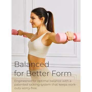 kure.fit Adjustable Dumbbell Set｜2LB 3LB 4LB 5LB Light Hand Weights for Women｜One-Twist Weight Adjustment｜Non-Slip Curved Grip Handle｜Free Weights for Home Gym, Rehab, Pilates, Yoga, Strength Training