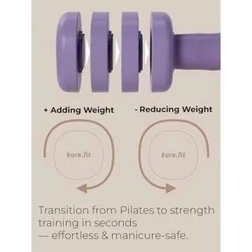kure.fit Adjustable Dumbbell Set｜2LB 3LB 4LB 5LB Light Hand Weights for Women｜One-Twist Weight Adjustment｜Non-Slip Curved Grip Handle｜Free Weights for Home Gym, Rehab, Pilates, Yoga, Strength Training