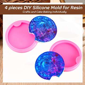 WILLBOND 4 Pcs Car Silicone Coaster Molds Resin Keychain Pendant Mold for Epoxy Resin DIY Casting Crafts Homemade Coaster Jewelry Making Tool Clay Home Decoration