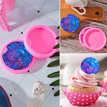 WILLBOND 4 Pcs Car Silicone Coaster Molds Resin Keychain Pendant Mold for Epoxy Resin DIY Casting Crafts Homemade Coaster Jewelry Making Tool Clay Home Decoration