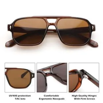 FEISEDY Retro Square Aviator Sunglasses for All