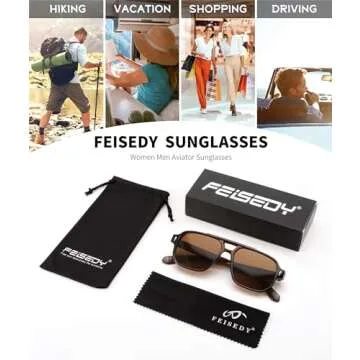 FEISEDY Retro Square Aviator Sunglasses for All