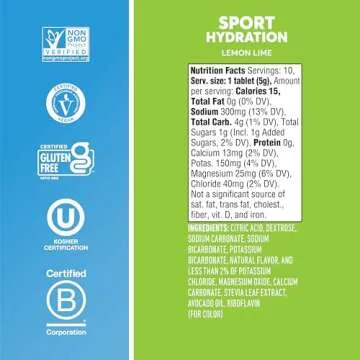 Nuun Sport Electrolyte Tablets - Dissolvable in Water, Lemon Lime, 5 Essential Electrolytes for Hydration, 1g Sugar Drink Mix, Vegan, Non-GMO, 4 Pack (40 Total Servings)