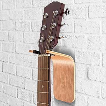 Guitar Wall Hanger - Secure Guitar Wall Mount for Acoustic/Ukulele - Space-Saving Guitar Accessories...