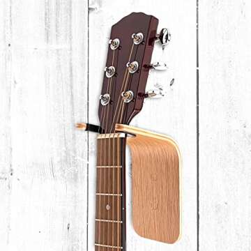 Guitar Wall Hanger - Secure Guitar Wall Mount for Acoustic/Ukulele - Space-Saving Guitar Accessories - Easy to Install Guitar Hook - Elegant Design Guitar Stand for Home/Studio Neck up to 2 in (50mm)