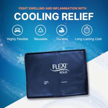 FlexiKold Gel Ice Pack (Standard Large: 10.5" x 14.5") Ice Packs for Injuries Reusable, Back Pain Re...