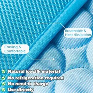 Faith Force Pet Cooling Mat - Ice Silk Cooling Mat for Dogs & Cats, Portable & Washable Pet Cooling Blanket for Outdoor, Car Seats , Beds and More in Summer (M, Blue)