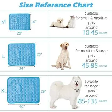 Faith Force Pet Cooling Mat - Ice Silk Cooling Mat for Dogs & Cats, Portable & Washable Pet Cooling Blanket for Outdoor, Car Seats , Beds and More in Summer (M, Blue)