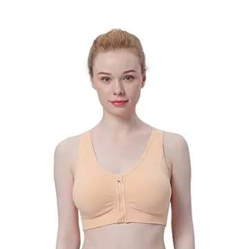 Women's Zip Front Sports Bra - Comfort & Support for All