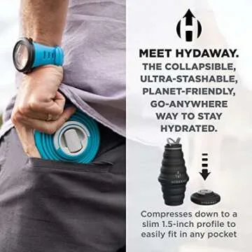 HYDAWAY Collapsible Water Bottle - 25oz I Reusable Water Bottle with Flip Top Lid for Travel, Hiking...
