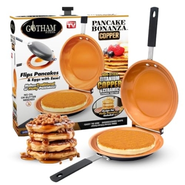 Gotham Steel Double Sided Pan – The Ultimate Pancake Bonanza! Nonstick Copper Easy to Flip Design,...