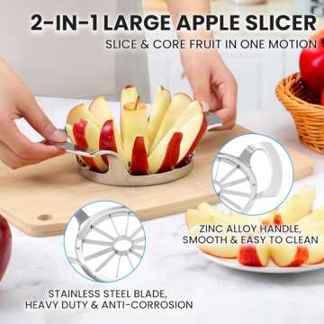 AUBENR 4.72 Inch Extra Large Apple Slicer with 12 Blades - Professional Heavy Duty Apple Cutter -304...