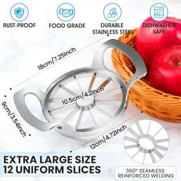 AUBENR Heavy Duty Apple Slicer with 12 Blades - Durable & Easy to Use