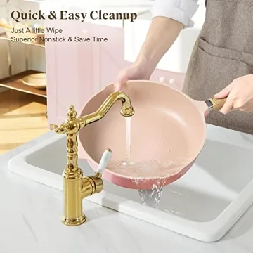 YIIFEEO Granite Nonstick Pots and Pans Set - 16 PCS