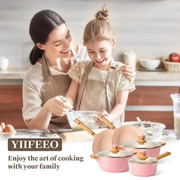 YIIFEEO Granite Nonstick Pots and Pans Set - 16 PCS