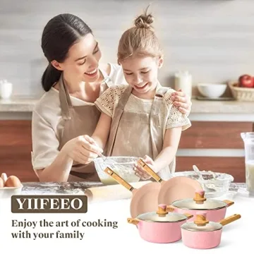 YIIFEEO Granite Nonstick Pots and Pans Set - 16 PCS