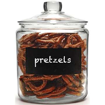 Circleware Large 1.1 Gallon Mason Jar Chalkboard Glass Canister with Lid and Handle, Kitchen Glassware Food Beverage Preserving Container.