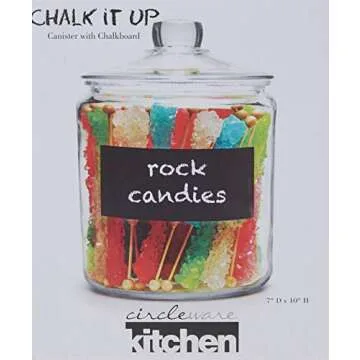 Circleware Large 1.1 Gallon Mason Jar Chalkboard Glass Canister with Lid and Handle, Kitchen Glassware Food Beverage Preserving Container.