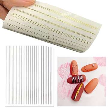 12 Unique Metallic Nail Sticker Sheets with Tweezers