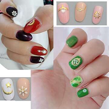 12 Unique Metallic Nail Sticker Sheets with Tweezers