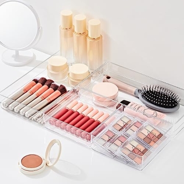 SMARTAKE Clear Plastic Drawer Organizers Set - 6 PCS
