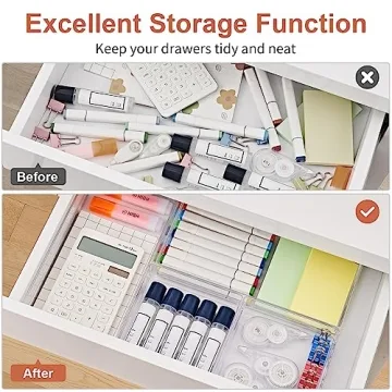 SMARTAKE Clear Plastic Drawer Organizers Set - 6 PCS