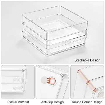 SMARTAKE Clear Plastic Drawer Organizers Set - 6 PCS