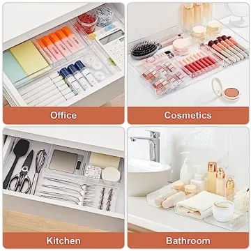 SMARTAKE Clear Plastic Drawer Organizers Set - 6 PCS