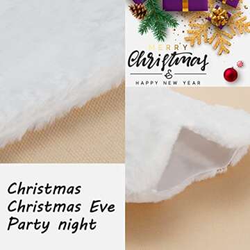 Senneny Snowy White Plush Pet Dog Christmas Stocking, Dog Christmas Stockings Large Bone Shape Faux Fur, Hanging Christmas Holiday Season Party Decor for Pets Dogs