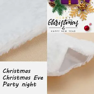 Senneny Snowy White Plush Pet Dog Christmas Stocking, Dog Christmas Stockings Large Bone Shape Faux Fur, Hanging Christmas Holiday Season Party Decor for Pets Dogs