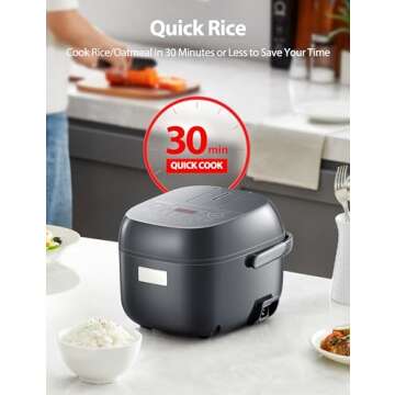 TOSHIBA 3-Cup Rice Cooker with LCD Display & 8 Functions