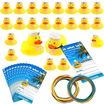 Kathfly 60 Pcs Cruise Ducks Tag Kits include 20 Rubber Cruise Ducks for Cruise Ships, 20 Cruising Ru...
