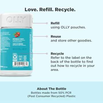 OLLY Goodbye Stress Gummy, GABA, L-Theanine, Lemon Balm, Stress Relief Supplement, Berry - 60 Count