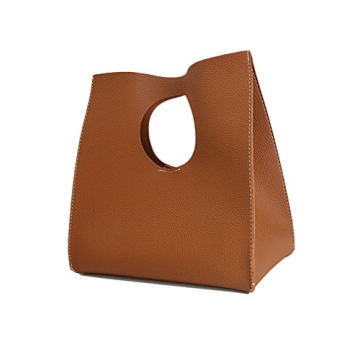 HOXIS Vintage Minimalist Style Soft Pu Leather Handbag Clutch Small Tote (Brown)