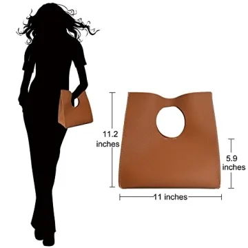 HOXIS Vintage Minimalist Style Soft Pu Leather Handbag Clutch Small Tote (Brown)