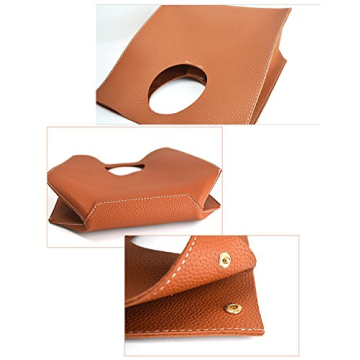HOXIS Vintage Minimalist Style Soft Pu Leather Handbag Clutch Small Tote (Brown)