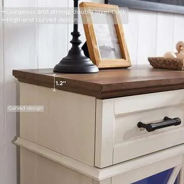 OKD Farmhouse Electric Fireplace TV Stand for 80 inch TVs