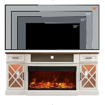 OKD Farmhouse Electric Fireplace TV Stand for 80 inch TVs