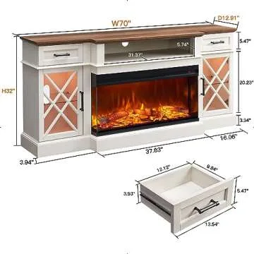 OKD Farmhouse Electric Fireplace TV Stand for 80 inch TVs