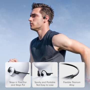 MRYTKY Bone Conduction Headphones,Open Ear Headphones Bluetooth5.4 with Mic,Wireless Headphones 10H Playtime, Waterproof Sport Headphones Suitable for Running,Cycling, Outdoor Sports Black